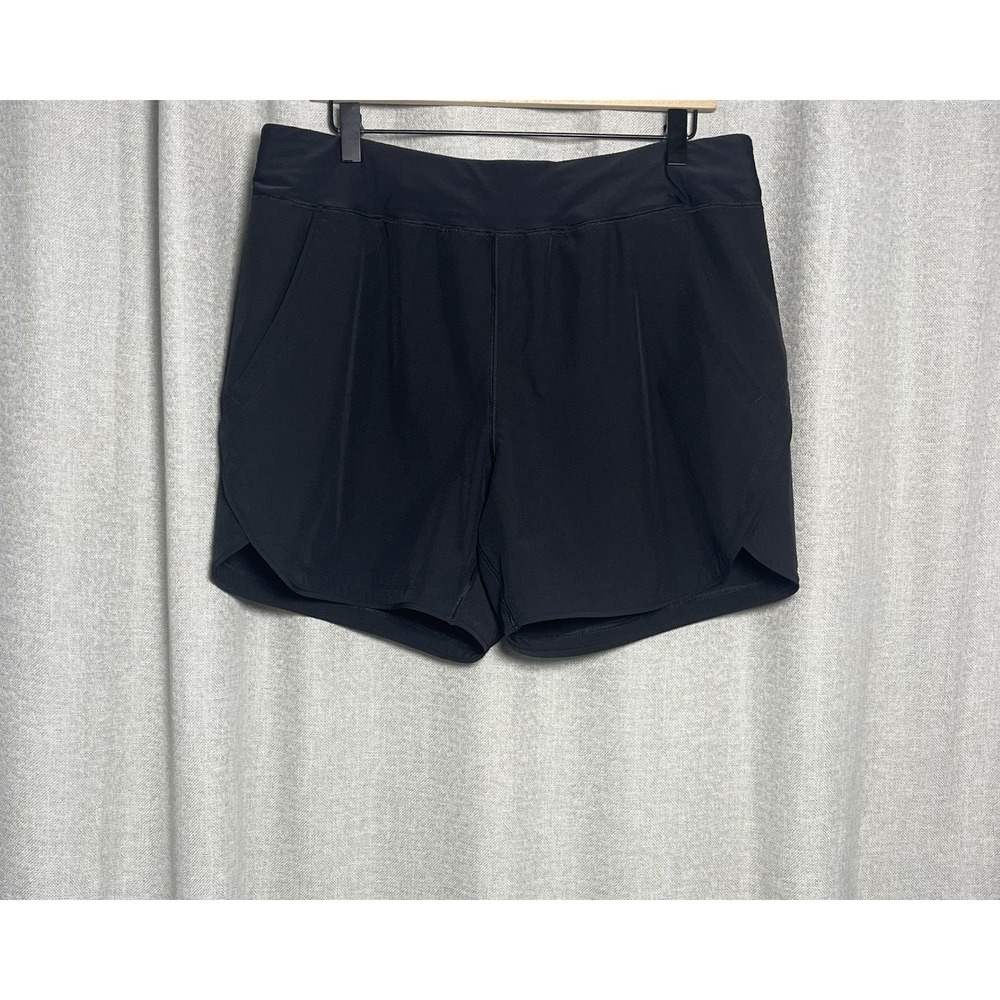 Lands' End Womens Size 14 Black Active Shorts High Rise Stretch Athletic Running